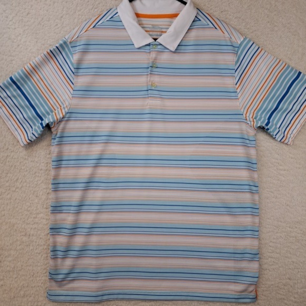 Slazenger Polo Golf Shirt Men's XL White Striped Polyester